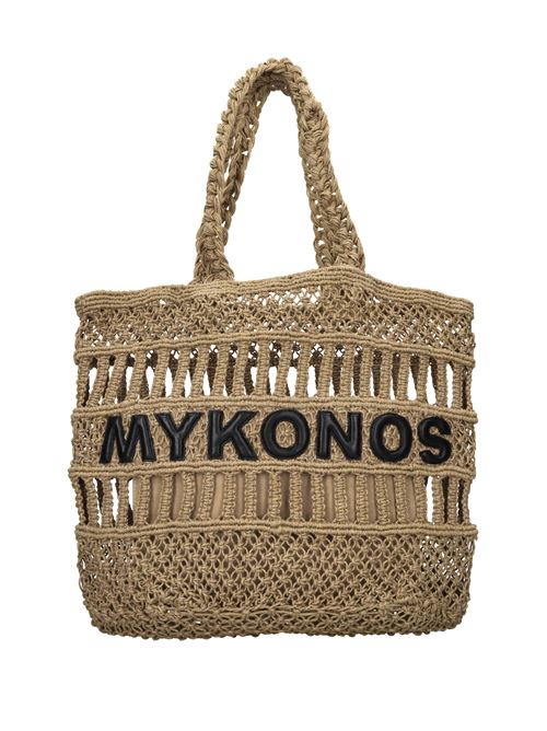 Borsa Mykonos in juta e pelle DE SIENA | 1020BNATURALE-NERO